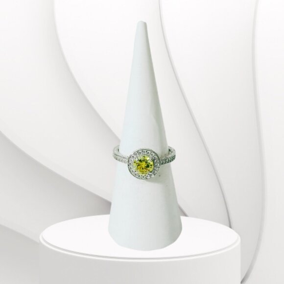 BP STERLING CLUB YELLOW TOPAZ CUBIC ZIRCONIA RING (Size 6) - Picture 2 of 7